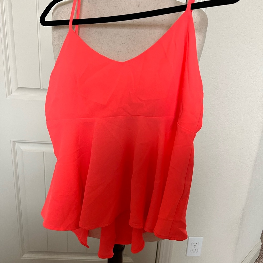 Orange Peplum Camisole Sleeveless Top